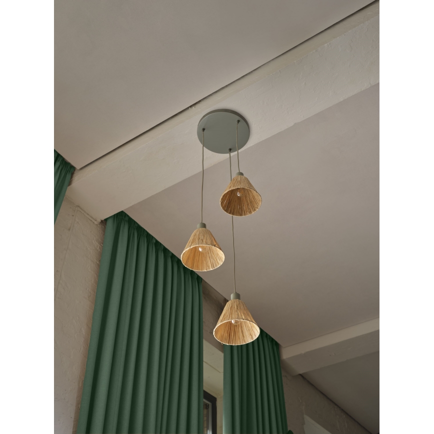 Ledvance - Lustra ar auklu DECOR RAFFIA 3xE27/15W/230V raffia bast