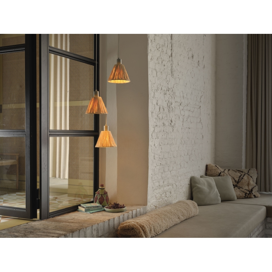 Ledvance - Lustra ar auklu DECOR RAFFIA 3xE27/15W/230V raffia bast