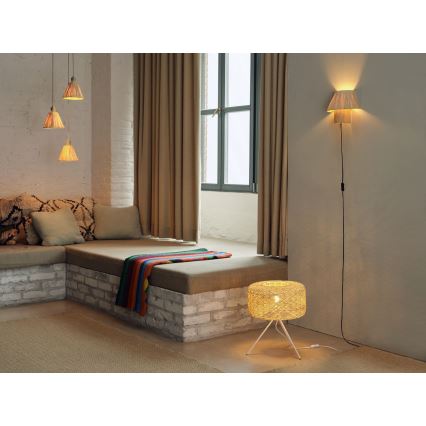 Ledvance - Lustra ar auklu DECOR RAFFIA 3xE27/15W/230V raffia bast