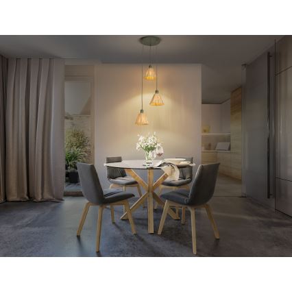 Ledvance - Lustra ar auklu DECOR RAFFIA 3xE27/15W/230V raffia bast