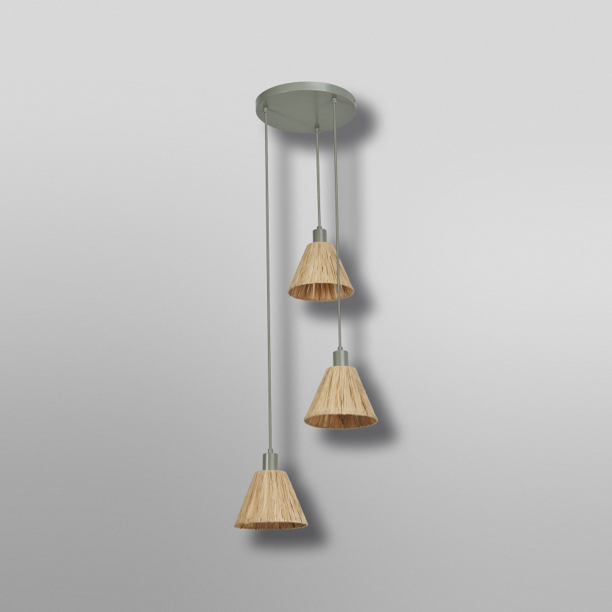 Ledvance - Lustra ar auklu DECOR RAFFIA 3xE27/15W/230V raffia bast