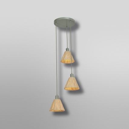 Ledvance - Lustra ar auklu DECOR RAFFIA 3xE27/15W/230V raffia bast