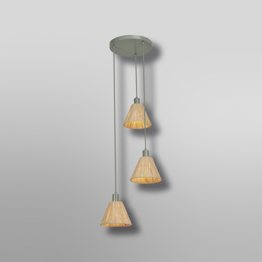 Ledvance - Lustra ar auklu DECOR RAFFIA 3xE27/15W/230V raffia bast