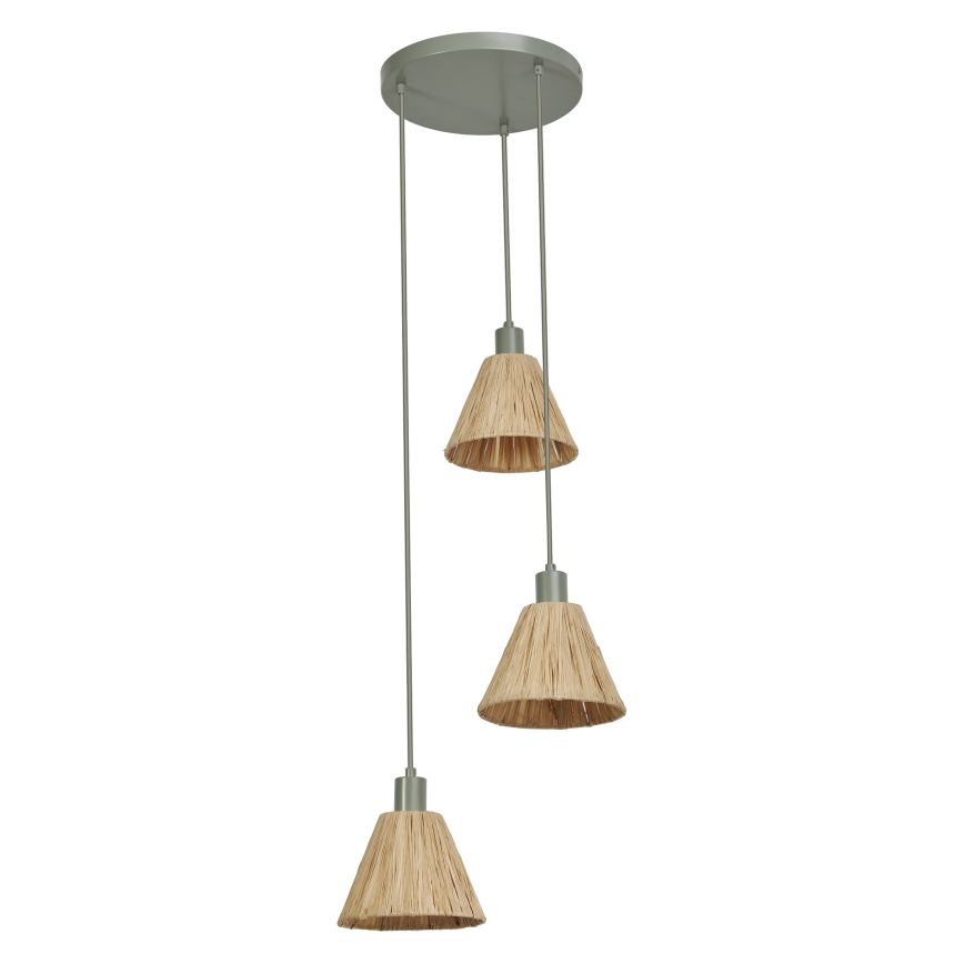 Ledvance - Lustra ar auklu DECOR RAFFIA 3xE27/15W/230V raffia bast