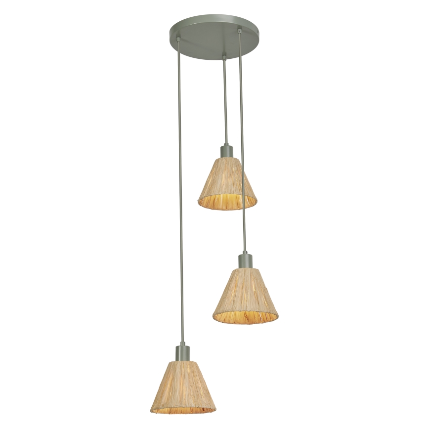 Ledvance - Lustra ar auklu DECOR RAFFIA 3xE27/15W/230V raffia bast