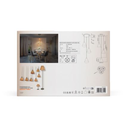 Ledvance - Lustra ar auklu DECOR RAFFIA 3xE27/15W/230V raffia bast