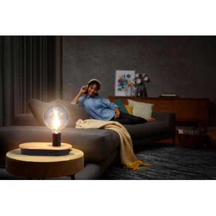 Ledvance - Skārienvadāma galda lampa ar USB connector DECOR WOOD 1xE27/8W/230V gumijkoks
