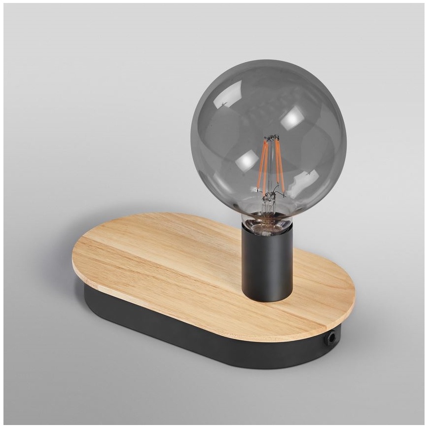 Ledvance - Skārienvadāma galda lampa ar USB connector DECOR WOOD 1xE27/8W/230V gumijkoks