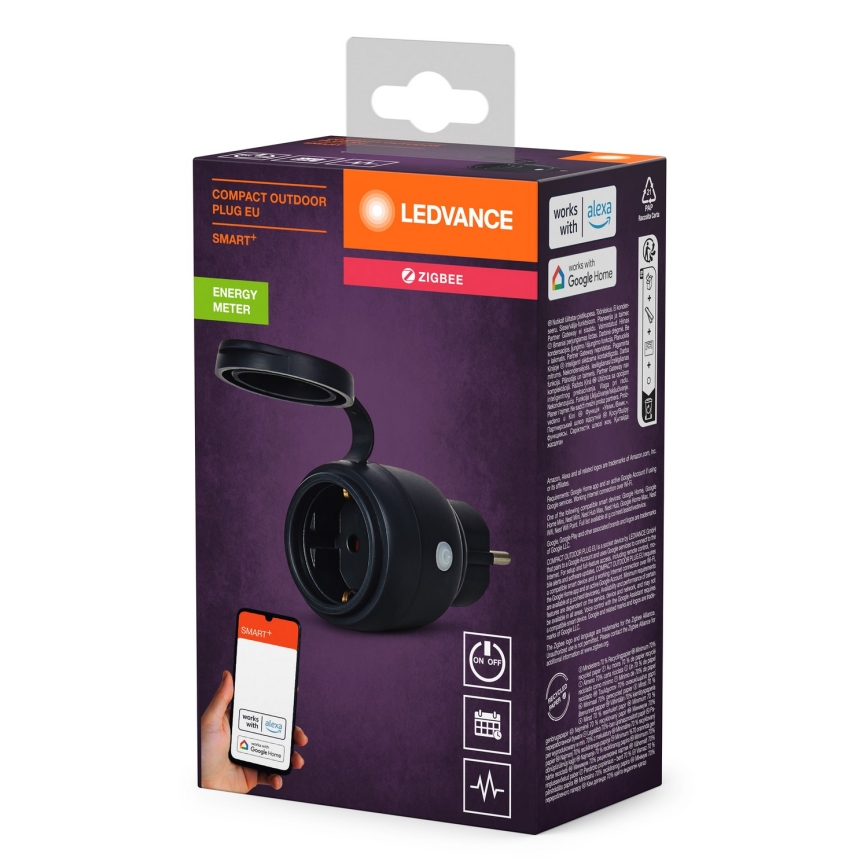 Ledvance - Viedā āra kontaktligzda SMART+ 3680W/230V/Tips F/SCHUKO 16A IP44 melna