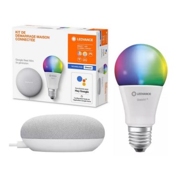 Ledvance - Viedais skaļrunis Google Nest Mini + LED RGBW Aptumšojama spuldze SMART+E27/10W/230V