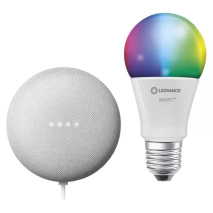 Ledvance - Viedais skaļrunis Google Nest Mini + LED RGBW Aptumšojama spuldze SMART+ A60 E27/10W/230V 2000 - 6500K