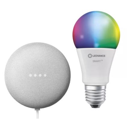 Ledvance - Viedais skaļrunis Google Nest Mini + LED RGBW Aptumšojama spuldze SMART+E27/10W/230V