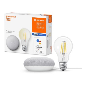 Ledvance - Viedais skaļrunis Google Nest Mini Wi-Fi + LED Aptumšojama spuldze SMART+ E27/6,5W/230V