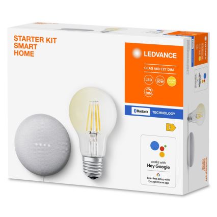 Ledvance - Viedais skaļrunis Google Nest Mini Wi-Fi + LED Aptumšojama spuldze SMART+ E27/6,5W/230V