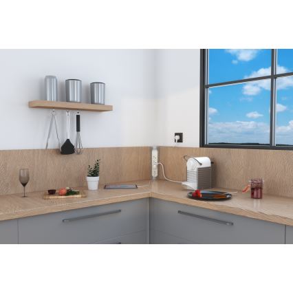 Legrand 049406 - Pagarinātāja vads 3Z Tips E + USB-A + USB-C 1m sudraba/balta