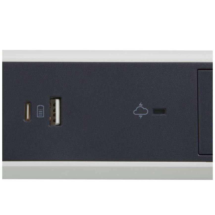 Legrand 049416 - Pagarinātāja vads ar slēdzi 3Z Tips E + USB-A + USB-C 1,5m