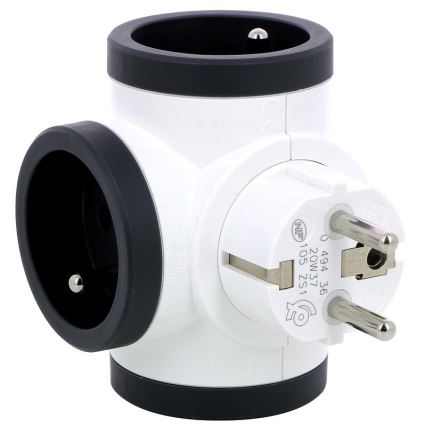Legrand 049436 - Kontaktligzdas sadalītājs swivel 3Z Tips E balta/melna