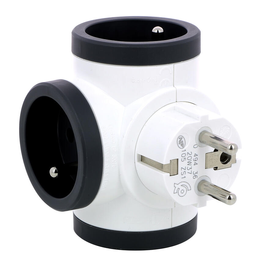 Legrand 049436 - Kontaktligzdas sadalītājs swivel 3Z Tips E balta/melna