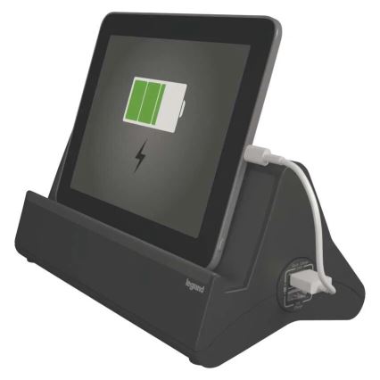 Legrand 050411 - Pagarinātāja vads ar slēdzi un planšetdatora statīvu 3Z Tips E + 2 x USB-A 1,5m melna