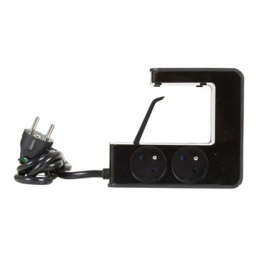 Legrand 050412 - Pagarinātāja vads ar slēdzi galda virsmai 4Z Tips E + 2x USB-A 1,5m melna