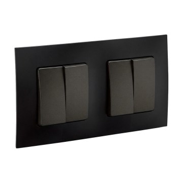 Legrand - 2x divkāršs sērijveida slēdzis Nr. 5 ar rāmi NILOE melns