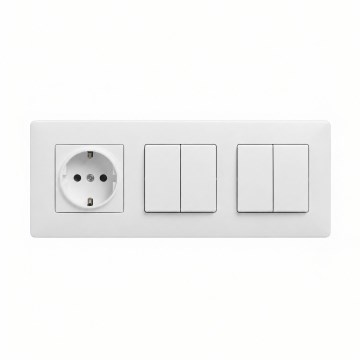 Legrand - 2x dubultais sērijas slēdzis Nr. 5 un mājas SCHUKO kontaktligzda ar rāmi NILOE STEP 250V balta