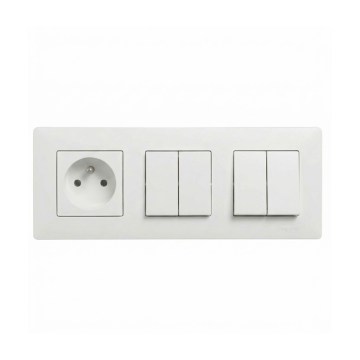 Legrand - 2x Dubultais sērijas slēdzis nr. 5 un sadzīves kontaktligzda ar rāmi NILOE STEP 250V balta