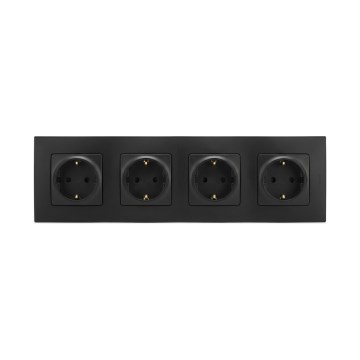 Legrand - 4-vietu mājas kontaktligzda SCHUKO ar rāmi NILOE 250V melna