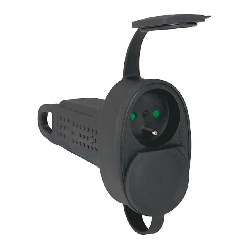 Legrand 50575 - Gumijas kontaktligzda bez vada 250V/16A 2x2P+T IP44 melna