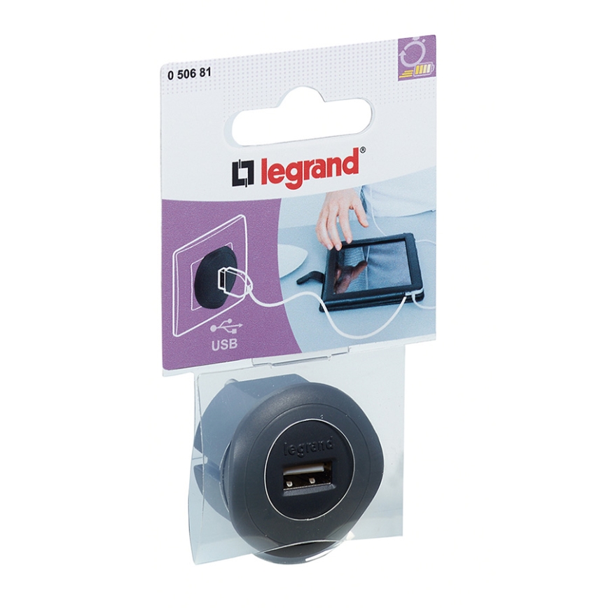 Legrand 50681 - USB Iespraužams adapteris 230V/1,5A melns