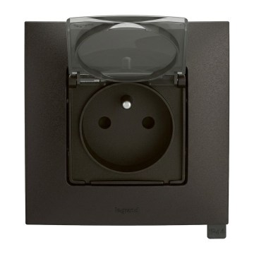 Legrand - Āra mājas kontaktligzda ar rāmi NILOE 250V IP44 melna