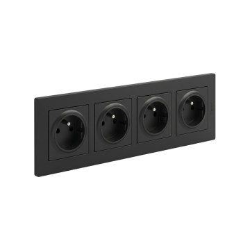 Legrand - Četru kontaktu mājas rozete ar rāmi NILOE STEP 250V melna