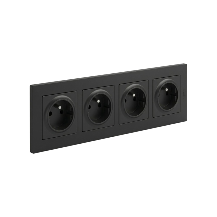 Legrand - Četru kontaktu mājas rozete ar rāmi NILOE STEP 250V melna
