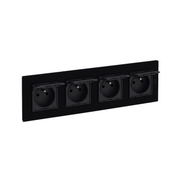 Legrand - Četru vietu āra mājas kontaktligzda ar rāmi NILOE STEP 250V IP44 melna