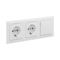Legrand - Divkārša SCHUKO mājas kontaktligzda un vienpolu slēdzis nr. 1 ar rāmi SUNO 250V balta