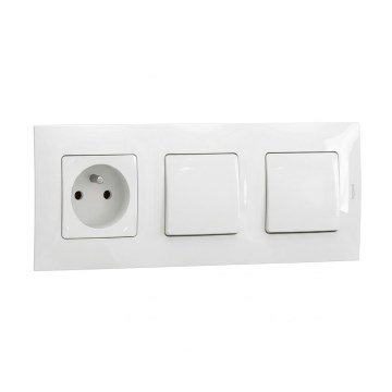 Legrand - Divkāršs vienpolu slēdzis Nr. 1 un mājas kontaktligzda ar rāmi NILOE 250V balta