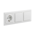 Legrand - Divkāršs vienpolu slēdzis Nr. 1 un mājas SCHUKO kontaktligzda ar rāmi SUNO 250V balta