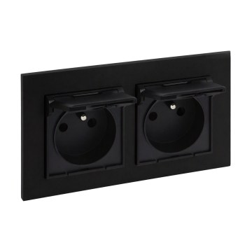 Legrand - Dubulta āra kontaktligzda ar rāmi NILOE STEP 250V IP44 melna