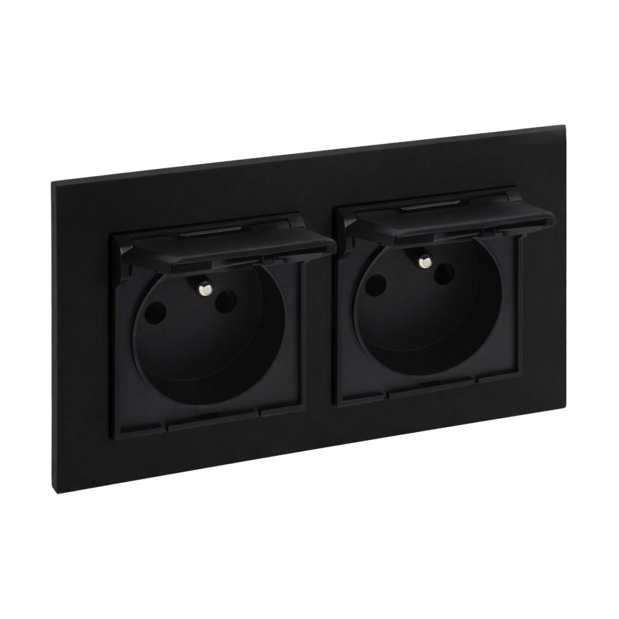 Legrand - Dubulta āra kontaktligzda ar rāmi NILOE STEP 250V IP44 melna