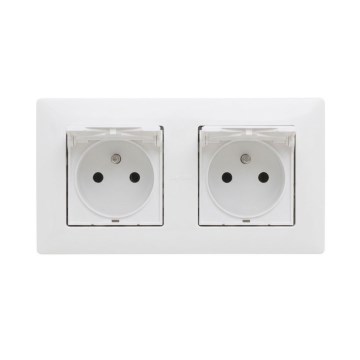 Legrand - Dubultā āra mājas kontaktligzda ar rāmi NILOE STEP 250V IP44 balta