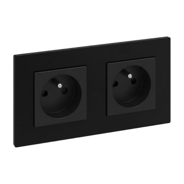 Legrand - Dubultā mājas kontaktligzda ar rāmi NILOE STEP 250V melna