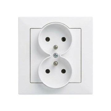 Legrand - Dubultā mājas kontaktligzda ar rāmi SUNO 250V balta