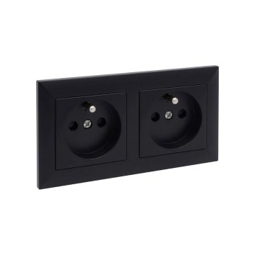 Legrand - Dubultā mājas kontaktligzda ar rāmi SUNO 250V melna