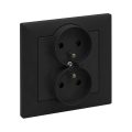 Legrand - Dubultā mājas kontaktligzda ar rāmīti SUNO 250V melna
