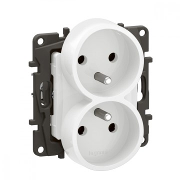 Legrand - Dubulta mājas kontaktligzda bez rāmja NILOE 250V balta