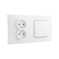 Legrand - Dubulta mājas kontaktligzda un vienpolu slēdzis Nr. 1 ar rāmi NILOE 250V balta