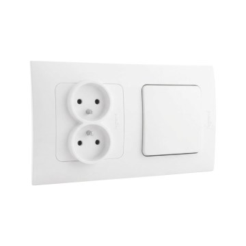 Legrand - Dubulta mājas kontaktligzda un vienpolu slēdzis Nr. 1 ar rāmi NILOE 250V balta