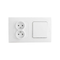 Legrand - Dubultā mājas kontaktligzda un vienpolu slēdzis Nr. 1 ar rāmi NILOE STEP 250V balta
