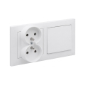 Legrand - Dubultā mājas kontaktligzda un vienpolu slēdzis nr. 1 ar rāmi SUNO 250V balta