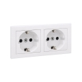 Legrand - Dubulta mājas SCHUKO kontaktligzda ar rāmi SUNO 250V balta